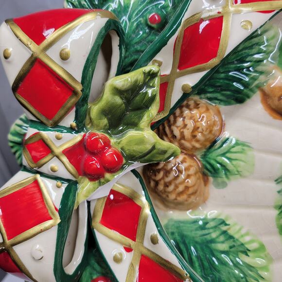 Cracker Barrel Plaid Tidings 3D Cardinal Platter Ceramic Holiday Serving Tray - Picture 4 of 14